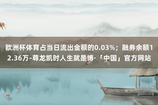 欧洲杯体育占当日流出金额的0.03%；融券余额12.36万-尊龙凯时人生就是博·「中国」官方网站