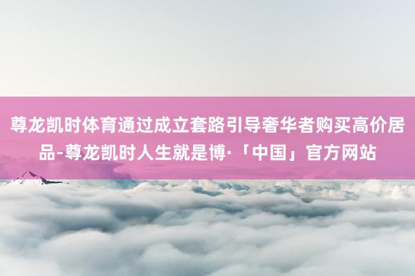 尊龙凯时体育通过成立套路引导奢华者购买高价居品-尊龙凯时人生就是博·「中国」官方网站