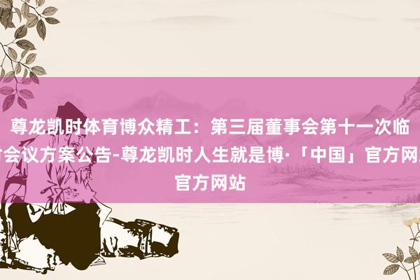 尊龙凯时体育博众精工：第三届董事会第十一次临时会议方案公告-尊龙凯时人生就是博·「中国」官方网站