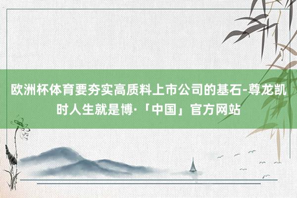 欧洲杯体育要夯实高质料上市公司的基石-尊龙凯时人生就是博·「中国」官方网站