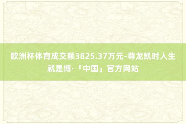 欧洲杯体育成交额3825.37万元-尊龙凯时人生就是博·「中国」官方网站