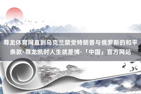 尊龙体育网直到乌克兰禁受特朗普与俄罗斯的和平条款-尊龙凯时人生就是博·「中国」官方网站