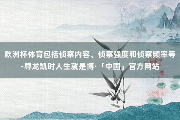 欧洲杯体育包括侦察内容、侦察强度和侦察频率等-尊龙凯时人生就是博·「中国」官方网站