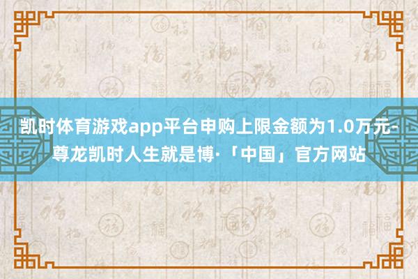 凯时体育游戏app平台申购上限金额为1.0万元-尊龙凯时人生就是博·「中国」官方网站