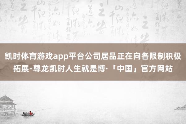 凯时体育游戏app平台公司居品正在向各限制积极拓展-尊龙凯时人生就是博·「中国」官方网站
