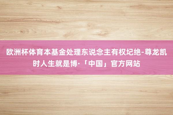 欧洲杯体育本基金处理东说念主有权圮绝-尊龙凯时人生就是博·「中国」官方网站