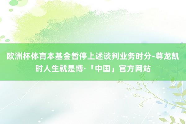 欧洲杯体育本基金暂停上述谈判业务时分-尊龙凯时人生就是博·「中国」官方网站