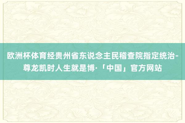 欧洲杯体育经贵州省东说念主民稽查院指定统治-尊龙凯时人生就是博·「中国」官方网站
