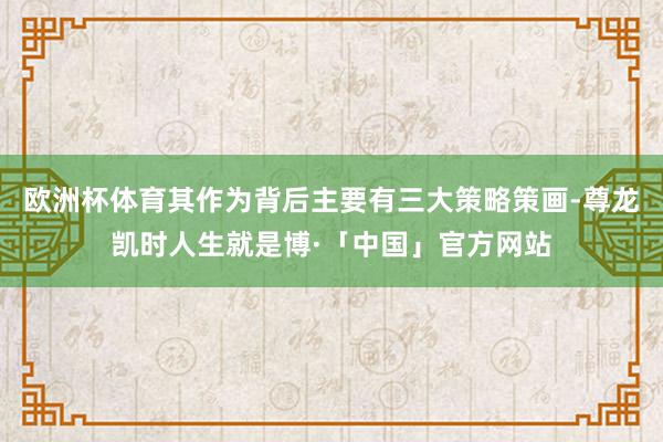 欧洲杯体育其作为背后主要有三大策略策画-尊龙凯时人生就是博·「中国」官方网站