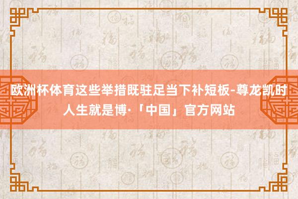 欧洲杯体育这些举措既驻足当下补短板-尊龙凯时人生就是博·「中国」官方网站