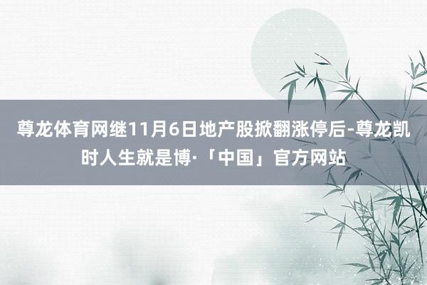 尊龙体育网继11月6日地产股掀翻涨停后-尊龙凯时人生就是博·「中国」官方网站
