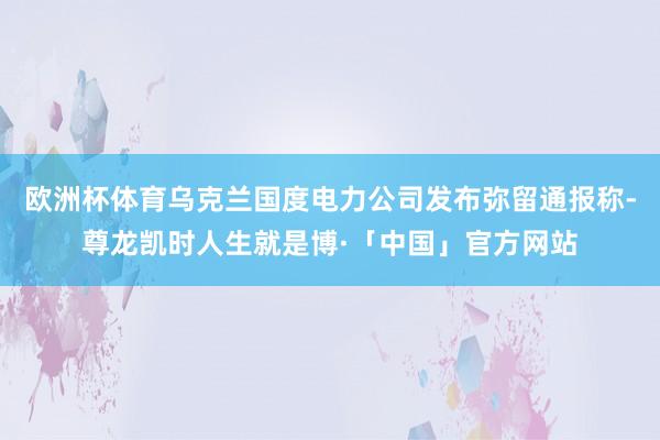 欧洲杯体育乌克兰国度电力公司发布弥留通报称-尊龙凯时人生就是博·「中国」官方网站