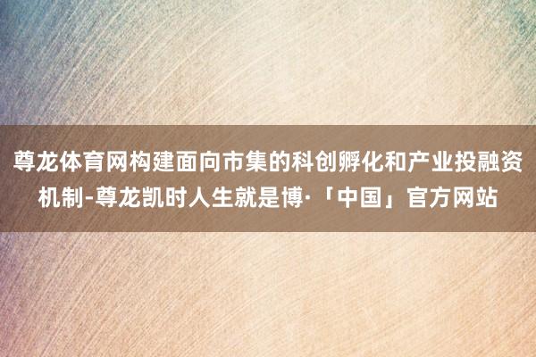 尊龙体育网构建面向市集的科创孵化和产业投融资机制-尊龙凯时人生就是博·「中国」官方网站
