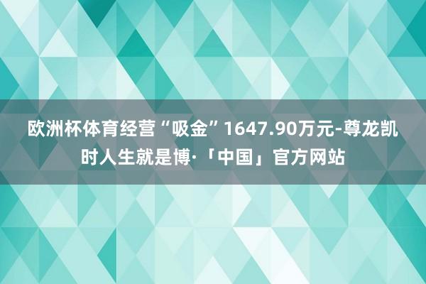 欧洲杯体育经营“吸金”1647.90万元-尊龙凯时人生就是博·「中国」官方网站