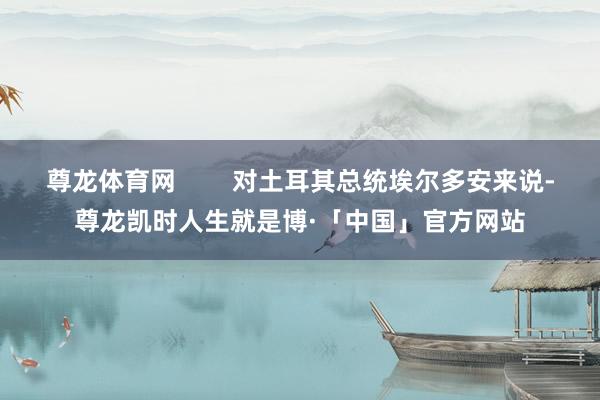 尊龙体育网 对土耳其总统埃尔多安来说-尊龙凯时人生就是博·「中国」官方网站