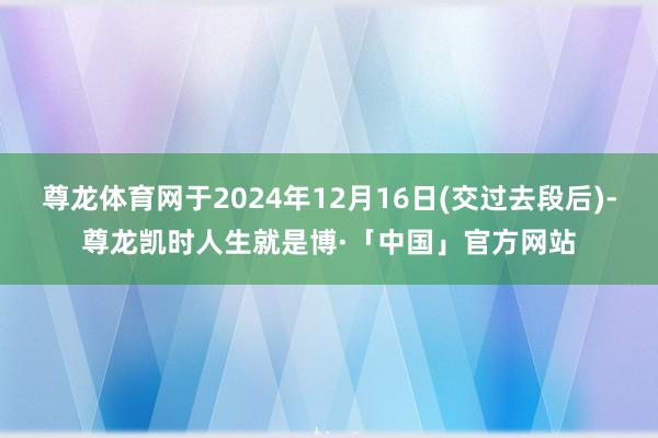 尊龙体育网于2024年12月16日(交过去段后)-尊龙凯时人生就是博·「中国」官方网站