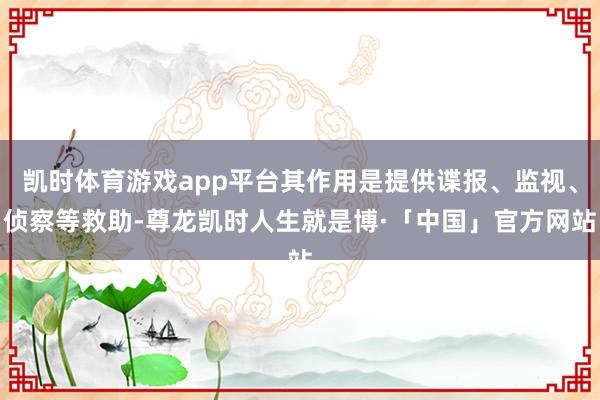 凯时体育游戏app平台其作用是提供谍报、监视、侦察等救助-尊龙凯时人生就是博·「中国」官方网站
